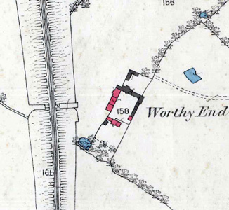 Worthy End Farmhouse on a map of 1882